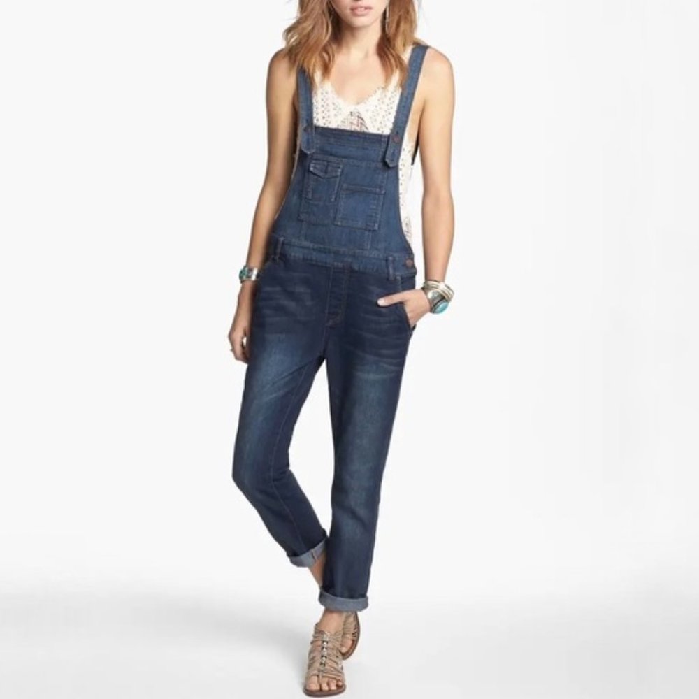 Free People Brady Denim Overalls Dark Skinny Jean